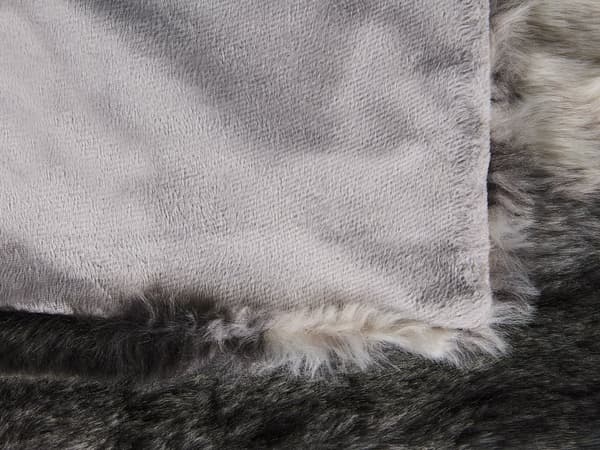 Filt Grå och vit Akryl 180 x 220 cm Fluffig Prydnad Konstpäls Randigt mönster Retrodesign