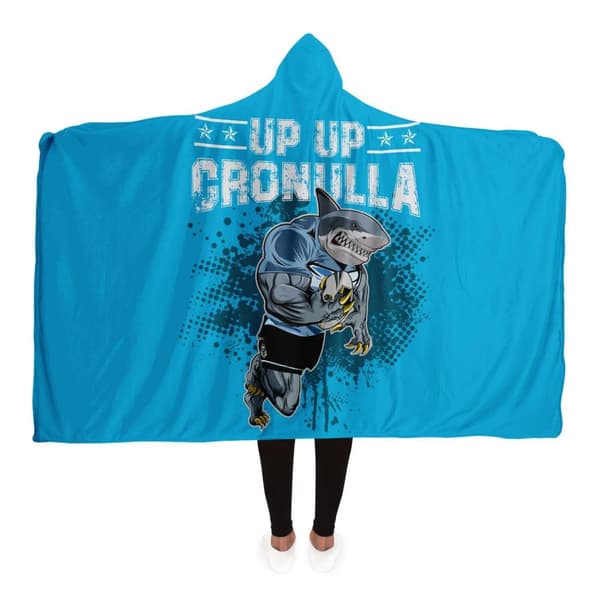 Plush Filt Pläd med Huva Up Up Gronulla Sharks