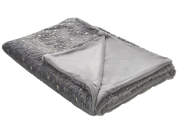 Huopa harmaa 200 x 150 cm kultainen tähtikuvio pehmeä polyesteri