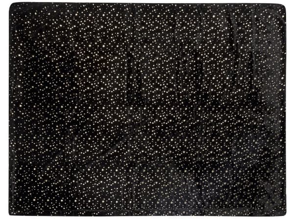 Huopa musta 200 x 150 cm kultainen tähtikuvio pehmeä polyesteri