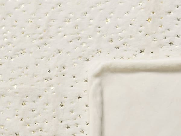 Filt Off-white Polyester 130 x 180 cm Överkast Gyllene Stjärnmönster Vardagsrum Sovrum