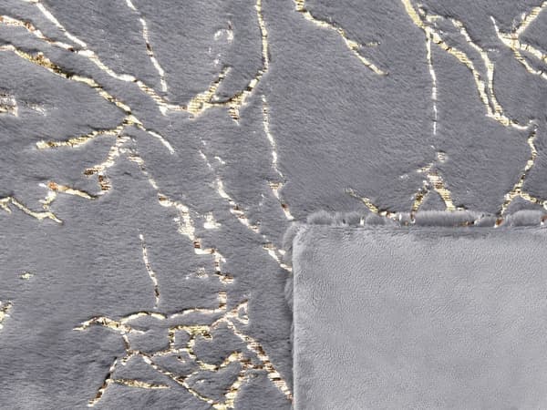 Filt Grå Polyester 150 x 200 cm Överkast Gyllene Marmormönster Vardagsrum Sovrum