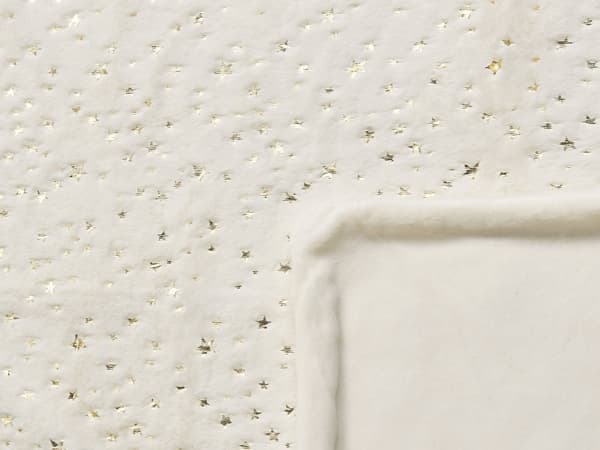 Filt Off-white Polyester 150 x 200 cm Överkast Gyllene Stjärnmönster Vardagsrum Sovrum