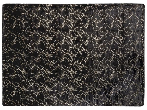 Filt Svart Polyester 130 x 180 cm Överkast Gyllene Marmormönster Vardagsrum Sovrum