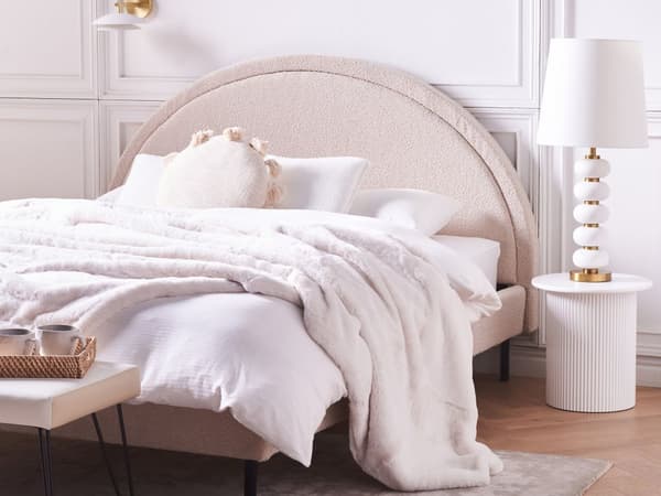 Filt Off-white Polyester 130 x 180 cm Överkast Gyllene Marmormönster Vardagsrum Sovrum