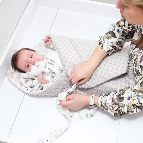 Baby ekorre filt - baby filt kuvert filt babynest swaddle filt kuvert filt 80x80 cm bomull med ugglor - minky grey