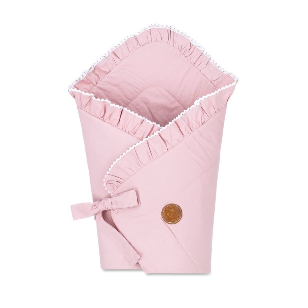 Baby ekorre filt - baby filt swaddle filt babynest swaddle filt kuvert filt 80x80 cm bomull smutsig rosa med spetsband