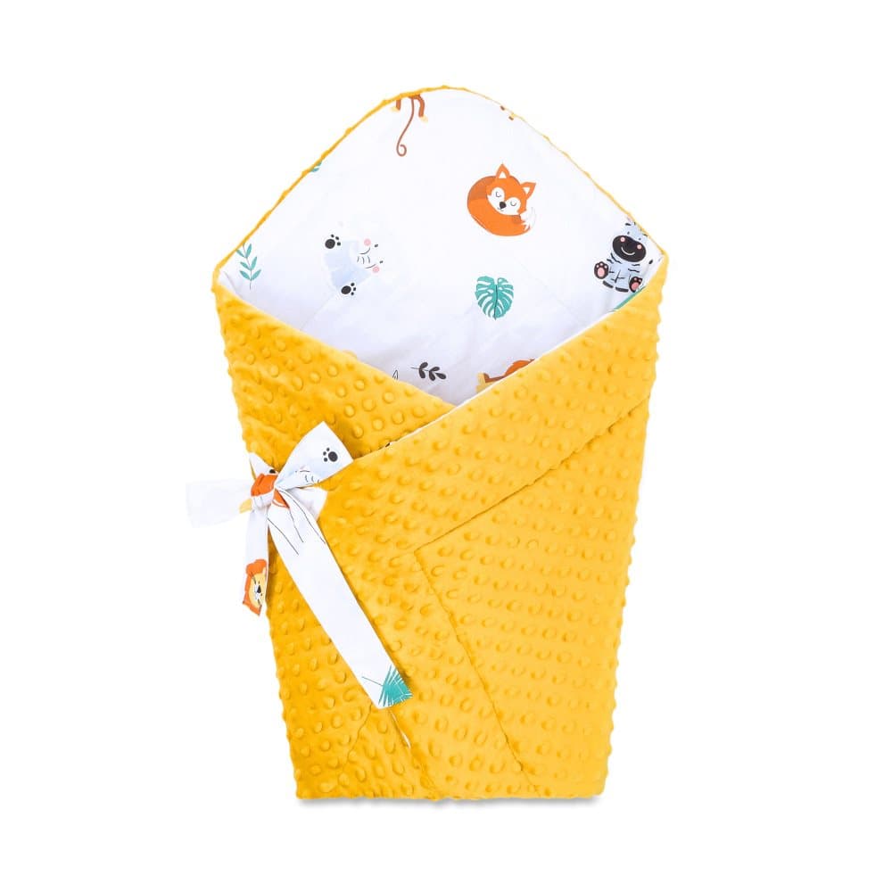 Baby ekorre filt - baby filt wrap filt babynest swaddle filt kuvert filt 80x80 cm bomull med safari - minky toffee