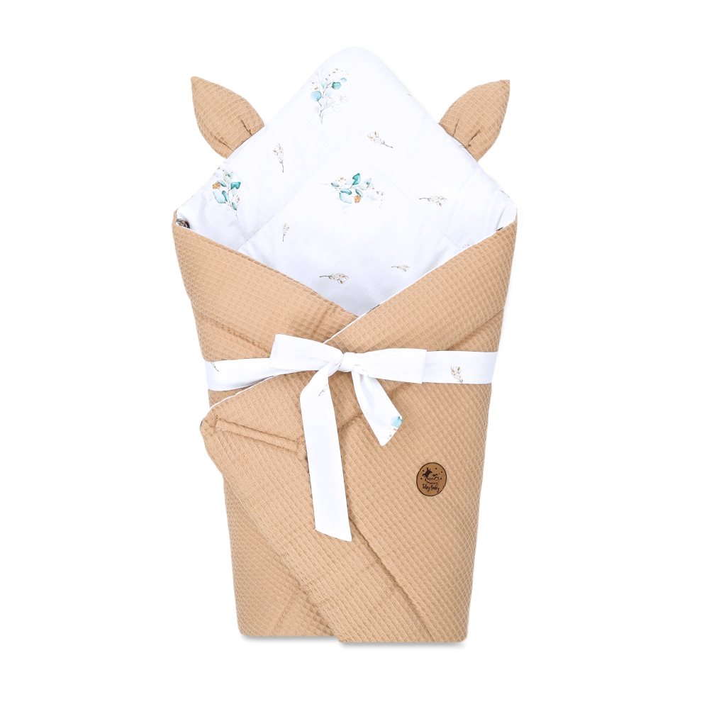 Baby ekorre filt - baby filt kuvert filt babynest swaddle filt kuvert filt 80x80 cm bomull med sparv - våffelbrun