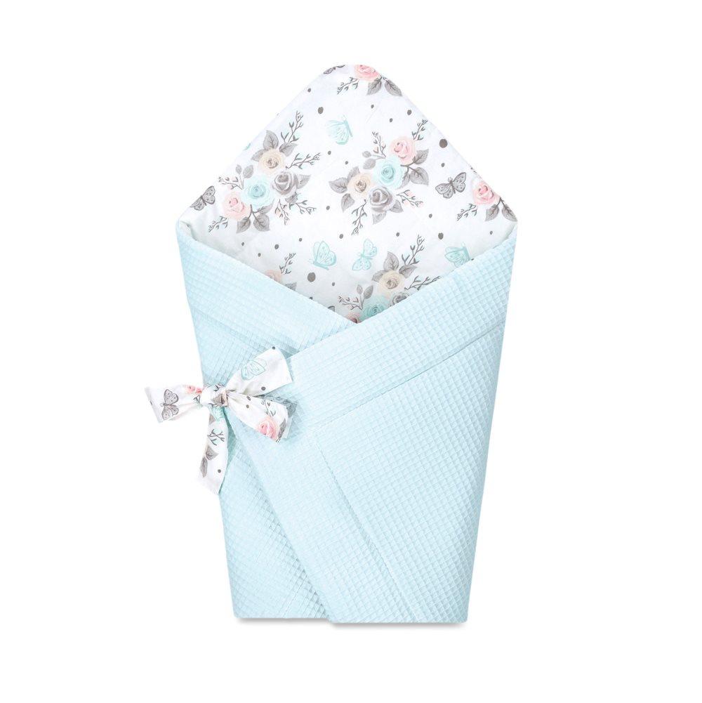 Baby ekorre filt - baby filt wrap filt babynest swaddle filt kuvert filt 80x80 cm bomull med fjäril - våffla piqué mint
