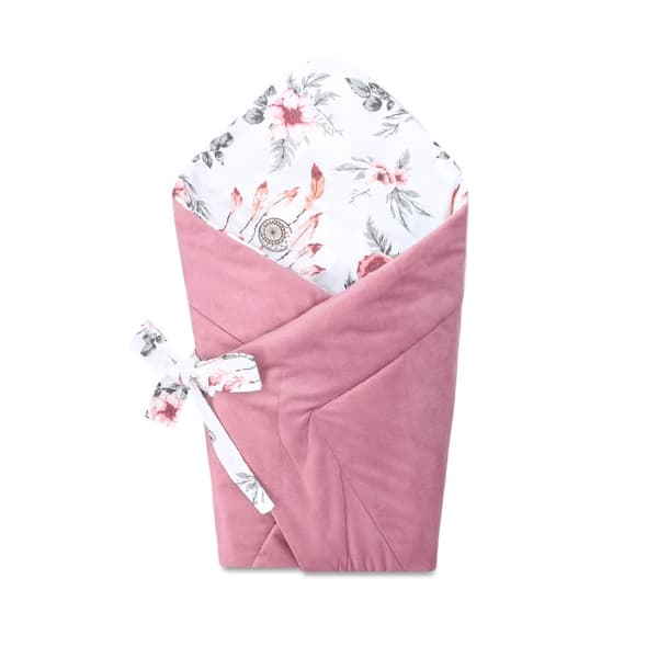 Baby ekorrfilt - babyfilt swaddle filt babynest swaddle filt kuvertfilt 80x80 cm bomull med drömfångare - sammetsrosa