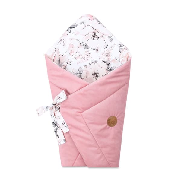 Baby egern tæppe - baby tæppe svøb tæppe babynest svøb tæppe kuvert tæppe 80x80 cm bomuld med vild rose - fløjl pudder pink