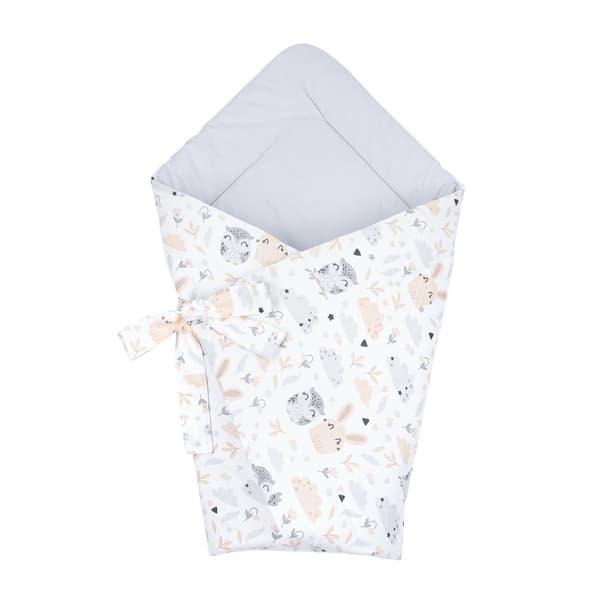 Baby ekorrfilt - babyfilt kuvertfilt babynest swaddle filt kuvertfilt 80x80 cm bomull med ugglor - bomullsgrå