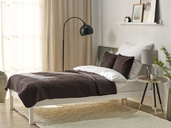 Sengetæppe Brun Polyester 160 x 220 cm Dekorative Hynder Jacquardvævet Quiltet Facon Soveværelse Puder Blomster Mønster Design Pigeværelse