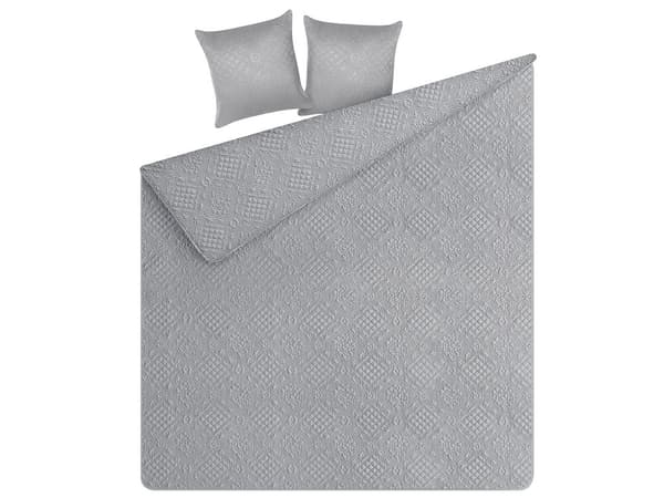 Sengetæppe Grå Polyester sæt 140 x 210 cm Quiltet Mønster Blomster Dekorativ Soveværelse Indretning Bløde Små Pyntepuder Aftagelige Betræk