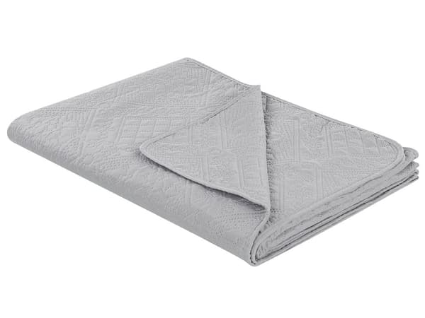 Sengetæppe Grå Polyester sæt 140 x 210 cm Quiltet Mønster Blomster Dekorativ Soveværelse Indretning Bløde Små Pyntepuder Aftagelige Betræk