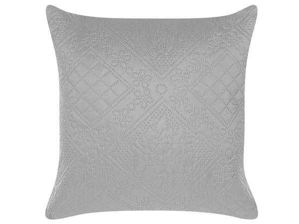 Sengetæppe Grå Polyester sæt 140 x 210 cm Quiltet Mønster Blomster Dekorativ Soveværelse Indretning Bløde Små Pyntepuder Aftagelige Betræk