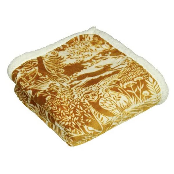 Furn Winter Woods Fleece Throw Ochre Yellow One Size