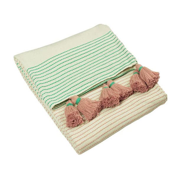 Furn Banda Tassel Throw Mint/Pink One Size