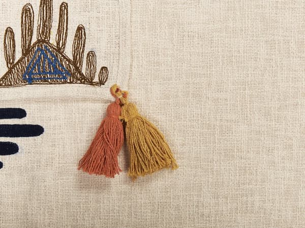 Tæppe Beige og Orange Bomuld 130 x 180 cm Håndlavet broderi mønstre Sengetæppe Hyggeligt Geometrisk tekstureret med kvaster orientalsk dekor