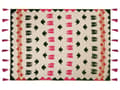 Miniatyrbillede 4 af 6: Tæppe flerfarvet bomuld 130 x 180 cm Håndlavet broderi Sengetæppe hyggelig blomster mønster med kvaster orientalsk dekor