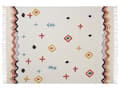 Miniatyrbillede 4 af 6: Tæppe plaid flerfarvet bomuld 130 x 180 cm Håndlavet broderi Sengetæppe hyggelig abstrakt Mønster med kvaster orientalsk dekor