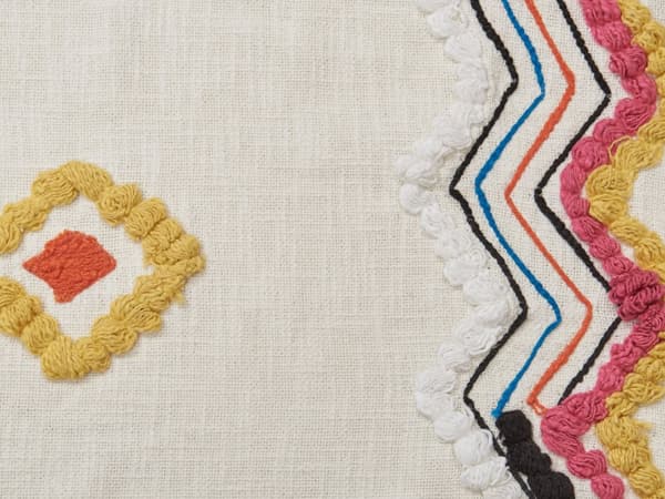 Tæppe plaid flerfarvet bomuld 130 x 180 cm Håndlavet broderi Sengetæppe hyggelig abstrakt Mønster med kvaster orientalsk dekor