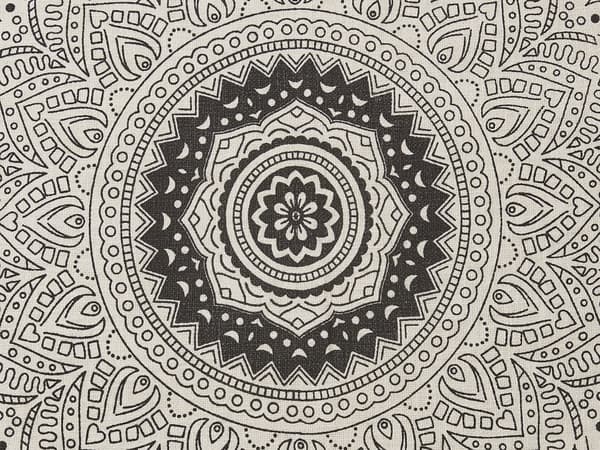 Tæppe i Beige og sort bomuld 130 x 180 cm Print Mandala-mønster Sengetæppe Tørklæde Hyggeligt Blomstermønster orientalsk dekor