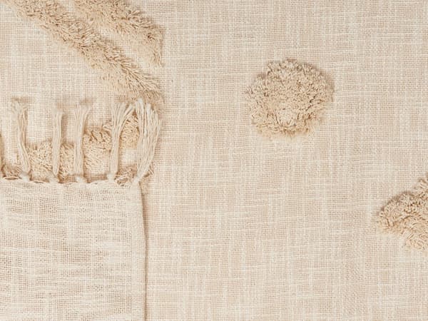 Tæppe i Beige bomuld 130 x 180 cm Geometrisk tekstureret mønster Sengetæppe Tørklæde Hyggeligt tilbehør orientalsk dekor