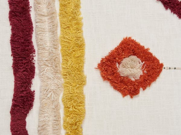 Tæppe plaid Flerfarvet bomuld 130 x 180 cm Håndlavet broderi Sengetæppe Hyggeligt Geometrisk mønster med kvaster orientalsk dekor