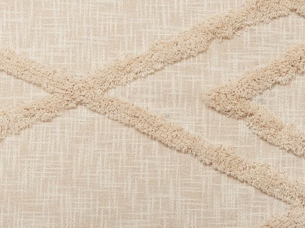 Filt Beige Bomull 130 x 180 cm Geometriskt Mönster Överkast Mysig Accessoar