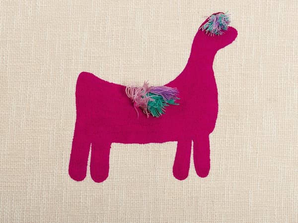 Filt Beige och Rosa Bomull 130 x 180 cm Handgjort broderi Säng Mysig Lama-mönster med tofsar