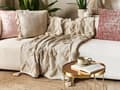 Miniatyrbillede 2 af 6: Tæppe Beige Bomuld 130 x 180 cm Geometrisk mønster Strikket Hyggetæppe Boho Style Stue Soveværelse Accentstykke