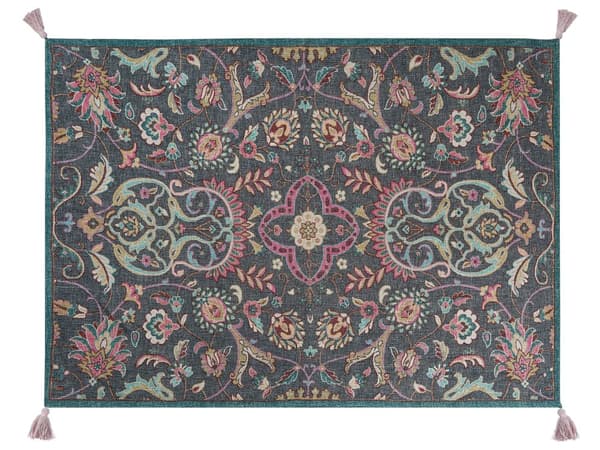 Filt Flerfärgad Bomull 130 x 180 cm Säng Överkast Blommigt Mönster Fransar Dekorativ Accentstycke