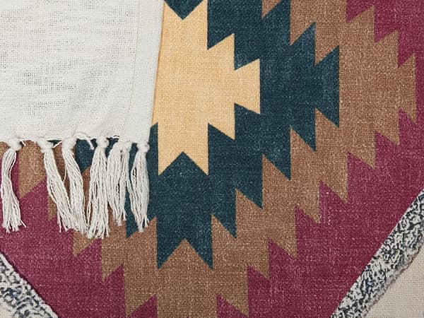 Filt Säng Överkast Flerfärgad Bomull 130 x 180 cm Boho Rustik Accentstycke Sovrum Vardagsrum