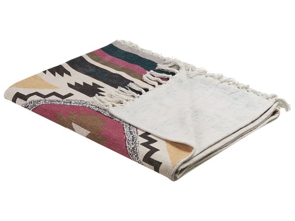 Filt Säng Överkast Flerfärgad Bomull 130 x 180 cm Boho Rustik Accentstycke Sovrum Vardagsrum