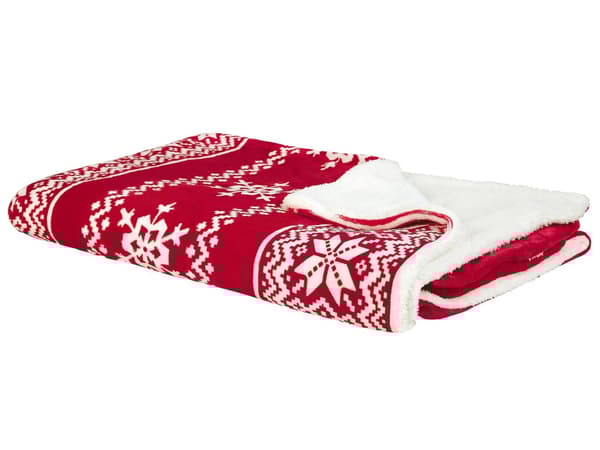 Pledd Rød Flanell 150 x 200 cm Vinter Fluffy Klassisk Vintersesong Julegensermønster