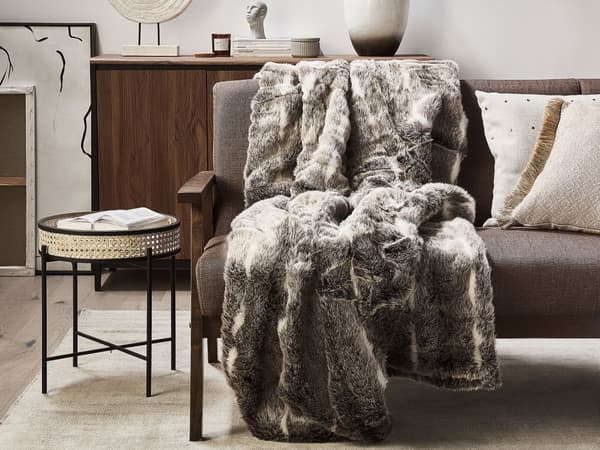 Teppe i Brunt og Hvitt Akryl 150 x 200 cm Luftig Rustikk Pledd Stue Dekorasjoner