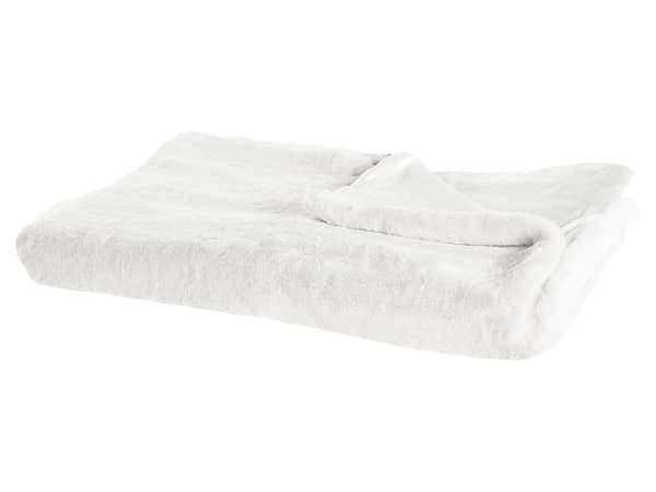 Pledd Hvit Polyester Stoff 150 x 200 cm Mykt Koselig Tilbehør Dekorasjon Sengeteppe Soverom Stue Moderne design
