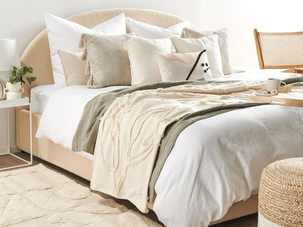 Teppe Beige Bomull 130 x 160 cm Blomstermønster Boho-stil Stue Soverom
