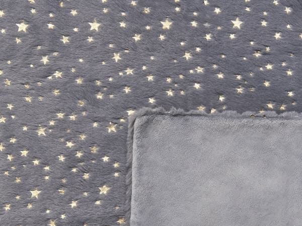 Pledd Grå Polyester 130 x 180 cm Sengeteppe Overkast Gull Stjerner Stue Soverom
