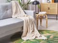 Miniatyrbilde 2 av 4: Teppe Beige Polyester 150 x 200 cm Ribbestruktur med Pom-Poms Pledd Sengetøy