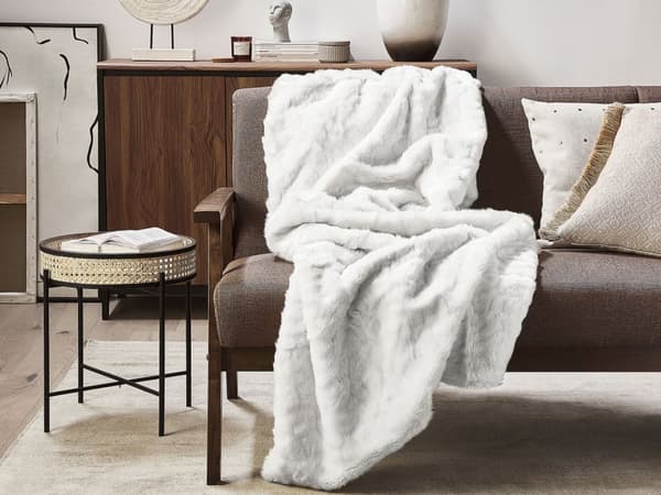 Teppe Hvit Akryl 180 x 220 cm Stue Fluffy Throw Imitert pels Skandinavisk Design