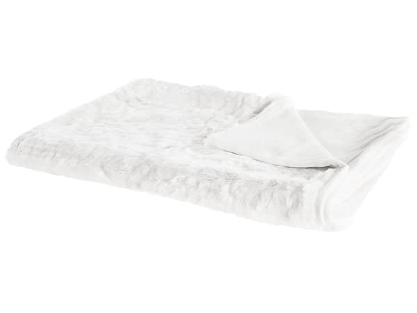 Teppe Hvit Akryl 180 x 220 cm Stue Fluffy Throw Imitert pels Skandinavisk Design