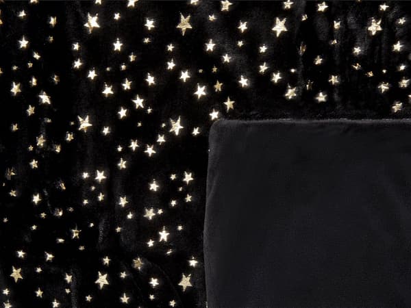Pledd Svart Polyester 130 x 180 cm Sengeteppe Overkast Gull Stjerner Stue Soverom