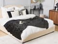 Miniatyrbilde 2 av 6: Pledd Svart Polyester 130 x 180 cm Sengeteppe Overkast Gull Stjerner Stue Soverom