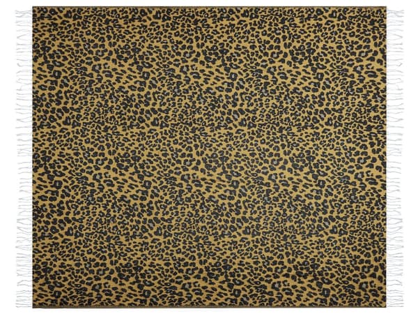 Viltti ruskea musta 130 x 170 cm akryyli polyesteri leopardikuvio tupsut moderni boho