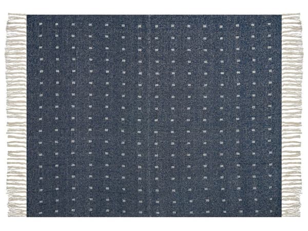 Filt Mörkblå Bomull Akryl 130 x 170 cm Geometriskt mönster Tofsar Bohostil Vardagsrum Sovrum Accent