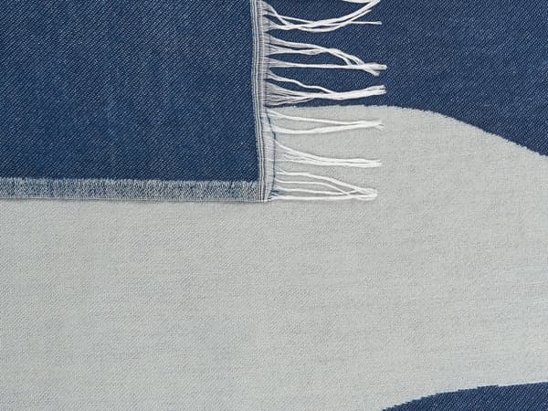 Pledd Blå Hvit Akryl Polyester 130 x 170 cm Abstrakt mønster Frynser Moderne Dekorasjon Tekstil Stue Soverom Sengeteppe