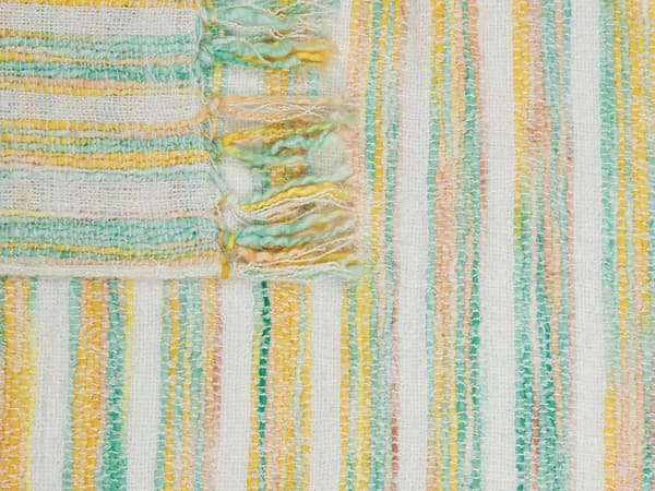 Pledd Gul Grønn Akryl 130 x 170 cm Stripete mønster Frynser Boho Dekorasjon Tekstil Stue Soverom Sengeteppe